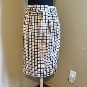 ❤️ NWT Ann Taylor Plaid Green and Pink Pencil Skirt with Belt